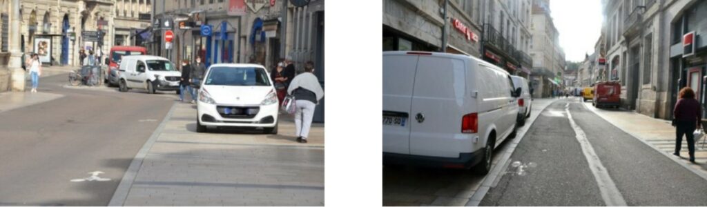 Automobiles stationnées sur les trottoirs